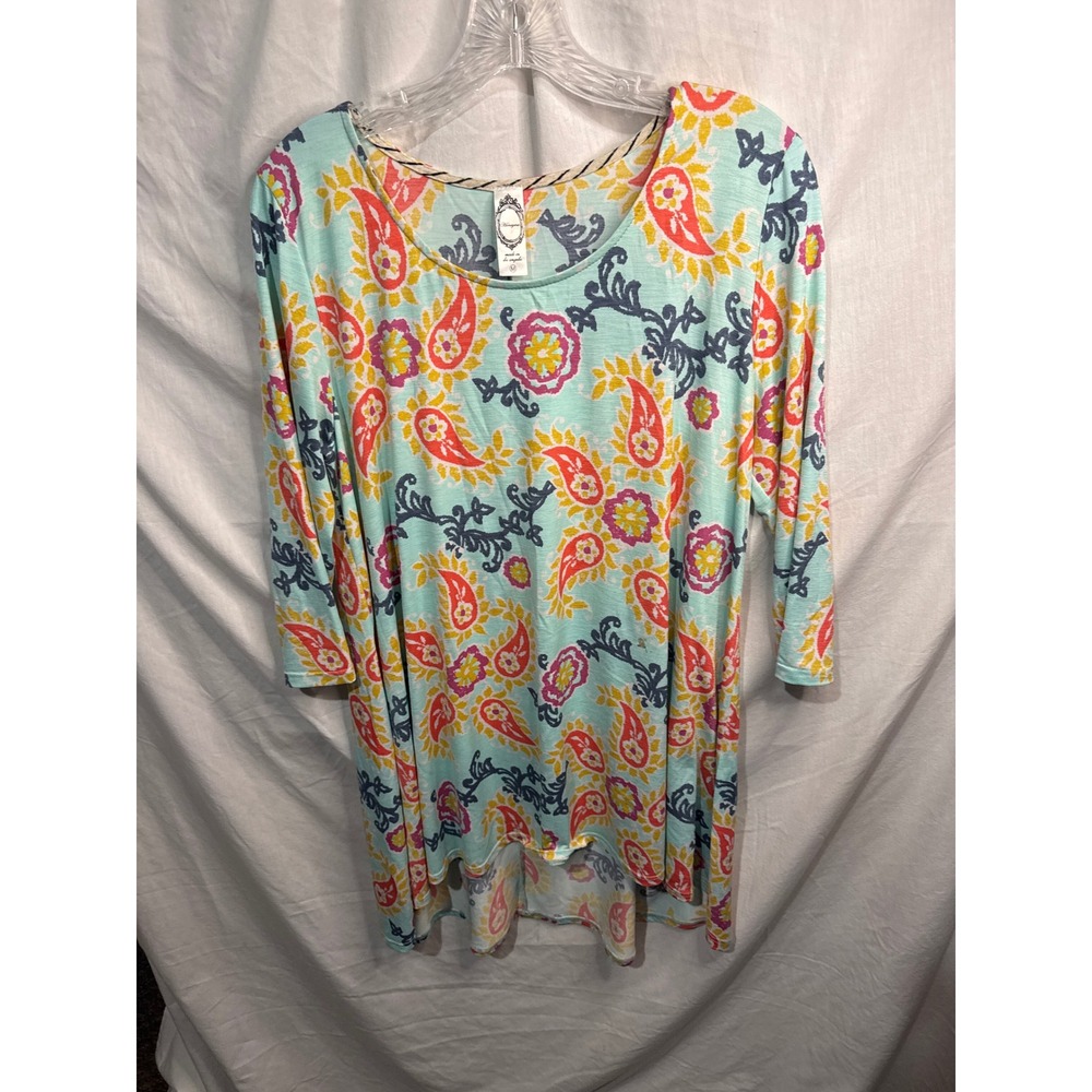 Honeyme Kids Girls Tunic Top Size Medium Paisley Print 3/4 Sleeve